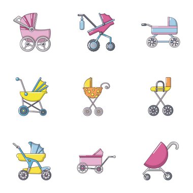 Sepet Icons set, düz stil