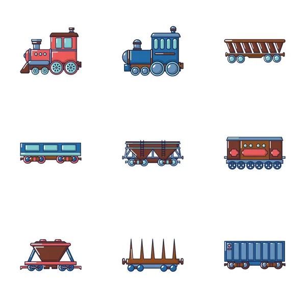 Freight car icons set, flat style — Stock Vector