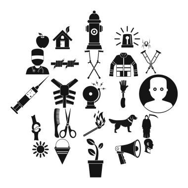 İyilik Icons set, basit tarzı