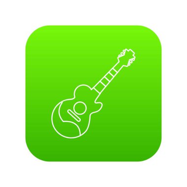 Akustik gitar yeşil simge vektör