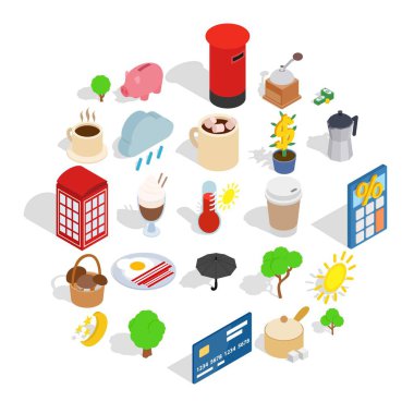 Eski Dünya Icons set, izometrik tarzı