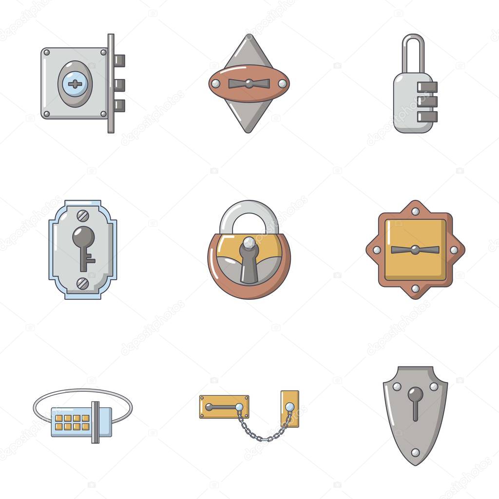 Keyhole icons set, flat style