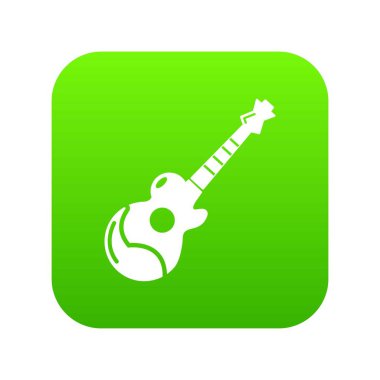 Akustik gitar yeşil simge vektör