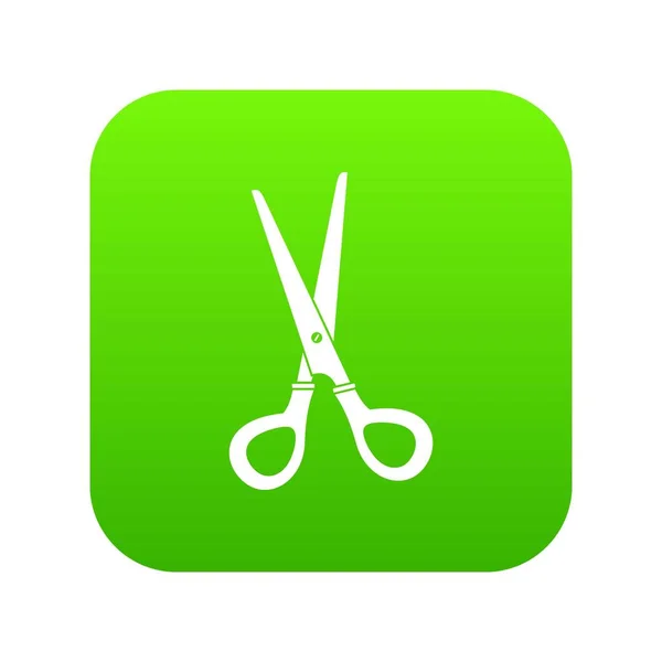 Ciseaux de papeterie icône numérique vert — Image vectorielle