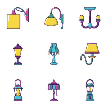 Duvar lamba Icons set, karikatür tarzı