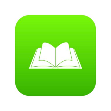 Açılan kitap simgesini sayısal çırpınan sayfaları ile yeşil