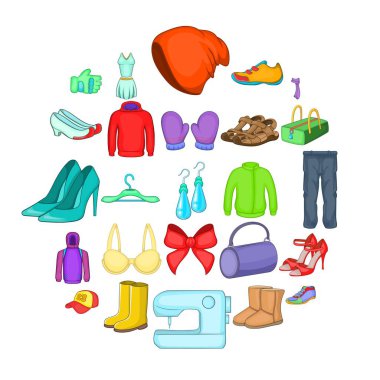 Vakfı giysi Icons set, karikatür tarzı