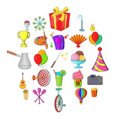 Performans Icons set, karikatür tarzı