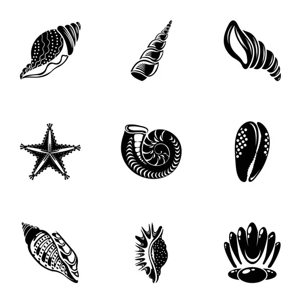 Ensemble d'icônes de conque, style simple — Image vectorielle