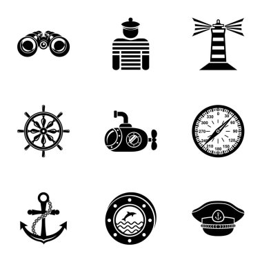 Denize dayanıklı Icons set, basit tarzı