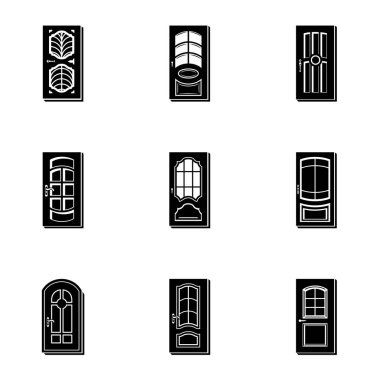 Ahşap kapı Icons set, basit tarzı