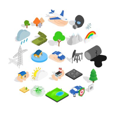 Yanıcı Icons set, izometrik stili