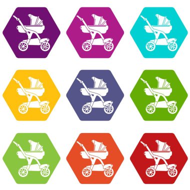 9 vektör bebek arabasını tasarımcı Icons set