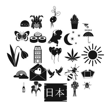 Çiçeği Icons set, basit tarzı