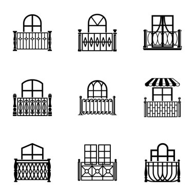 Geçiş izni Icons set, basit tarzı