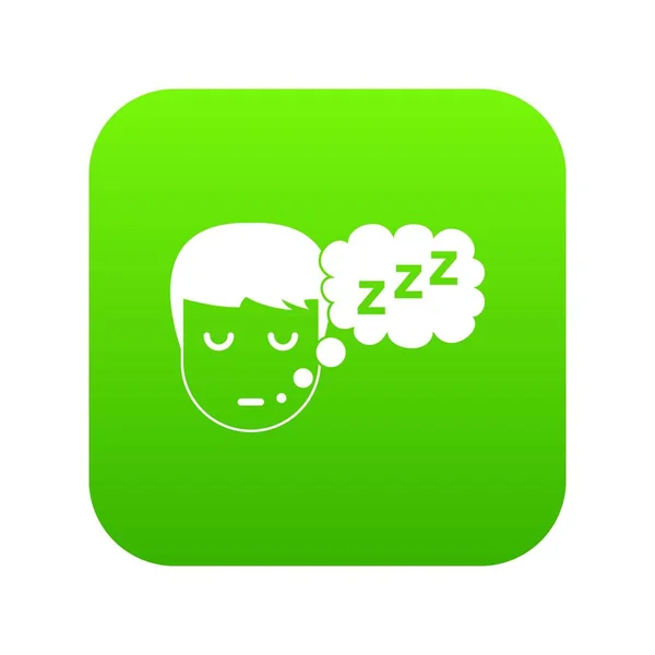 Boy head with speech bubble icon digital green — Stock Vector