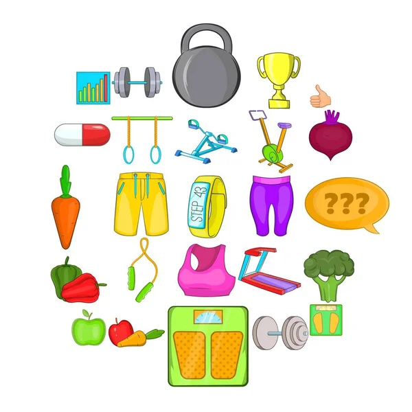 Körperliche Untersuchung Icons Set, Cartoon-Stil — Stockvektor