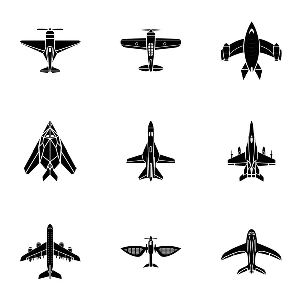 Stalen vogel iconen set, eenvoudige stijl — Stockvector