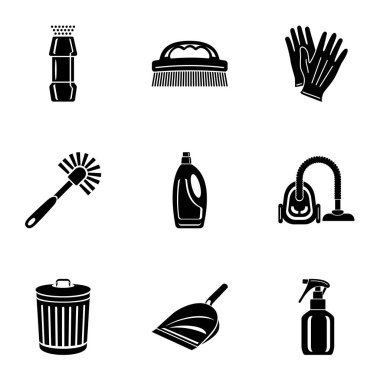 Süpürme Icons set, basit tarzı