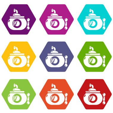 9 vektör denizaltı okyanus Icons set