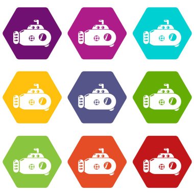 9 vektör denizaltı taşıma Icons set