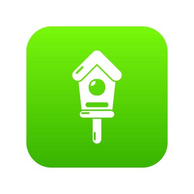 Ahşap kuş yuvası yeşil simge vektör