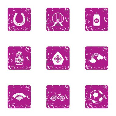 Icons set yudumlayın. Beyaz arka plan üzerinde izole web için 9 SIP vektör simge kümesi grunge