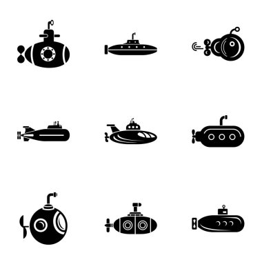 Su altı gün Icons set, basit tarzı