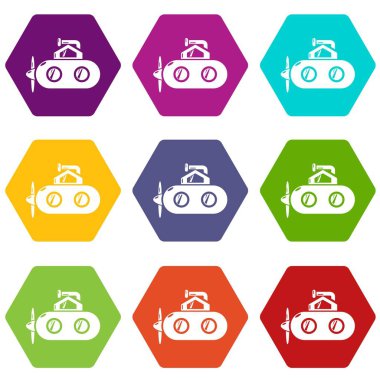 9 vektör denizaltı Periskop Icons set