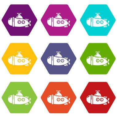 9 vektör denizaltı deniz Icons set