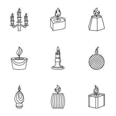 Yakıt yanma Icons set, anahat stili