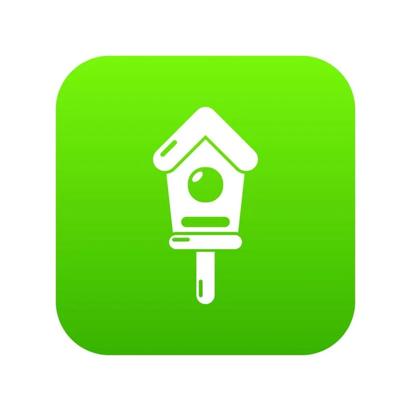 Icône Birdhouse en bois vecteur vert — Image vectorielle