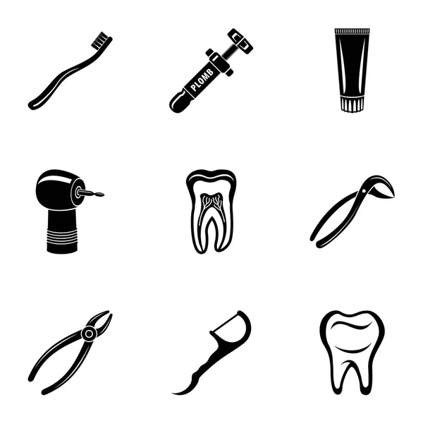 Juego de iconos de limpieza de dientes, estilo simple — Vector de stock