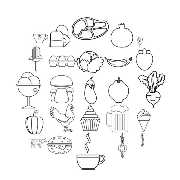 Chow icons set, outline style — Stock Vector