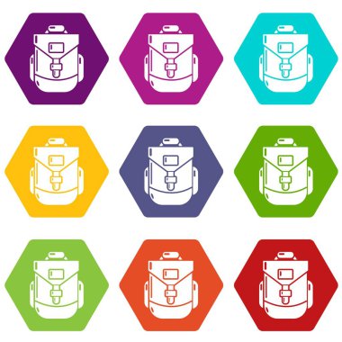 Simgeler backpacking 9 vektör ayarla