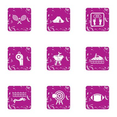 Şekilde simgeler kümesi, grunge tarzı yürüyüş