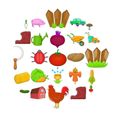 Olericulture Icons set, karikatür tarzı