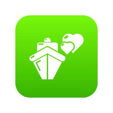 Beyaz arka plan üzerinde izole seyahat yolculuk balayı gezisi yeşil simge vektör