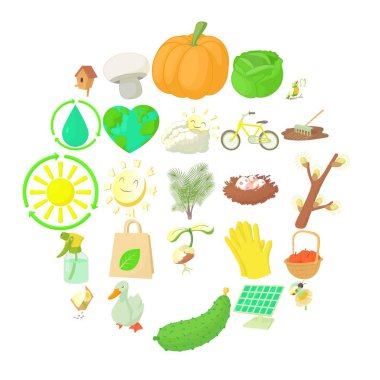Bahçe bitkileri Icons set, karikatür tarzı