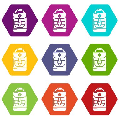 9 vektör sırt çantası okul çocuğu Icons set