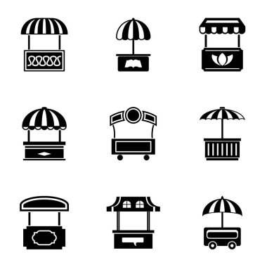 Ticaret çadır Icons set, basit tarzı