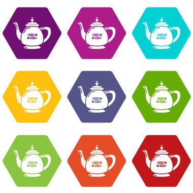 9 vektör su ısıtıcısı Restoran Icons set