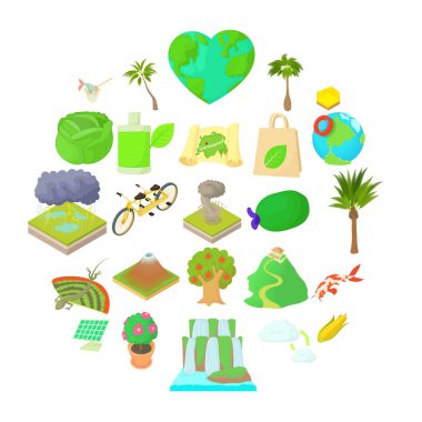 Kümes hayvanı Icons set, karikatür tarzı