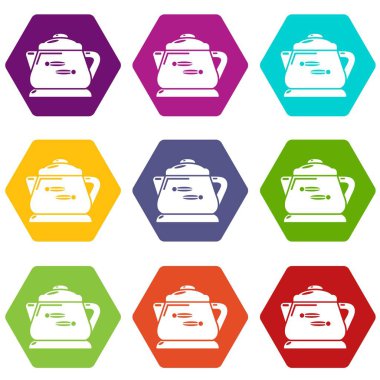 9 vektör su ısıtıcısı modern Icons set