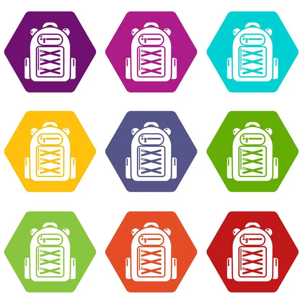 9 vektör sırt çantası öğrenci Icons set — Stok Vektör
