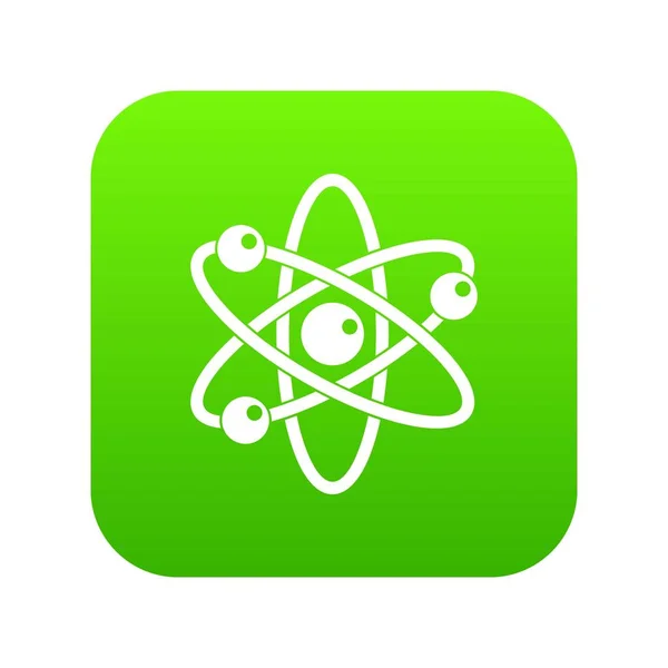 Átomo com ícones de elétrons verde digital — Vetor de Stock