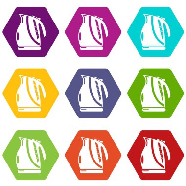 9 vektör su ısıtıcı güç Icons set