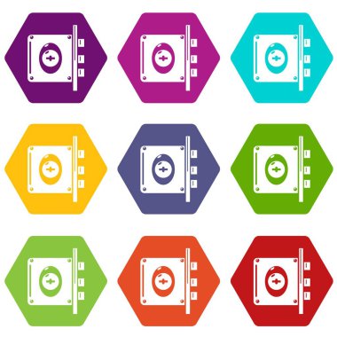 Web için beyaz izole kilit interroom simgeler 9 set coloful