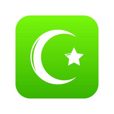 Yıldız hilal sembolü islam yeşil simge vektör