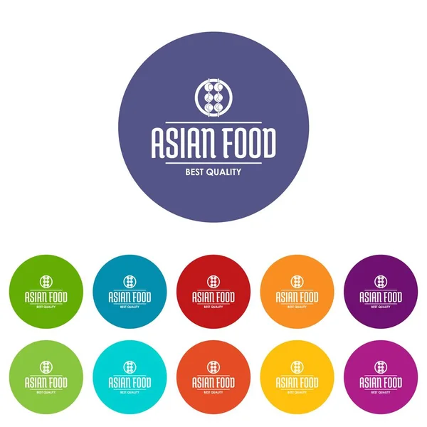 Calidad asiática comida iconos conjunto vector color — Vector de stock